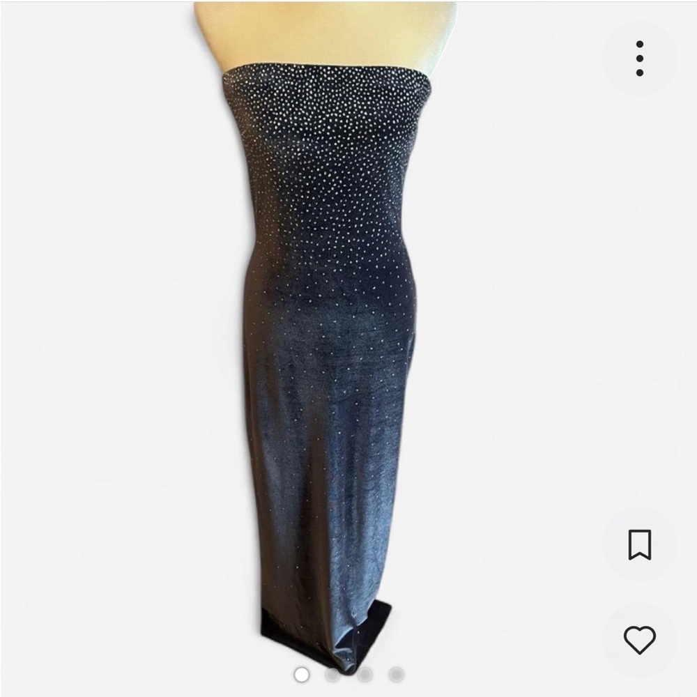 Reggio grey velvet maxi dress with sparkly silver accents Size 10